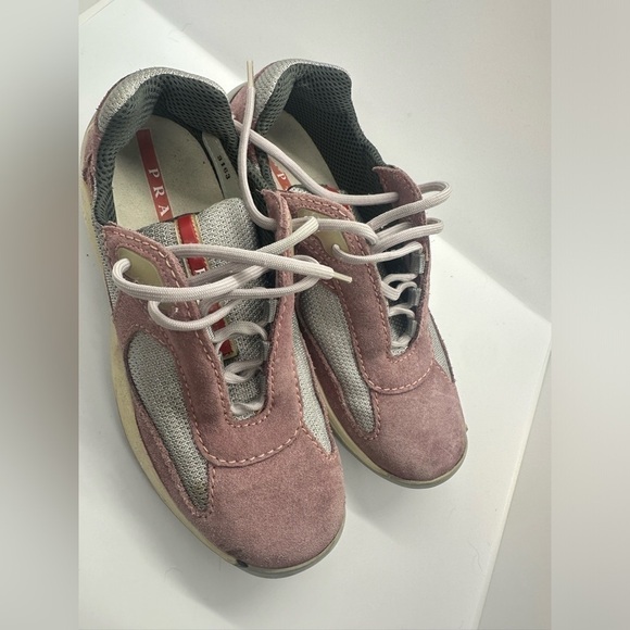 018- EUC- Women's Vintage PRADA World Cup Sneakers Pink Suede (EU 35 1/2 US  5) - Picture 2 of 7